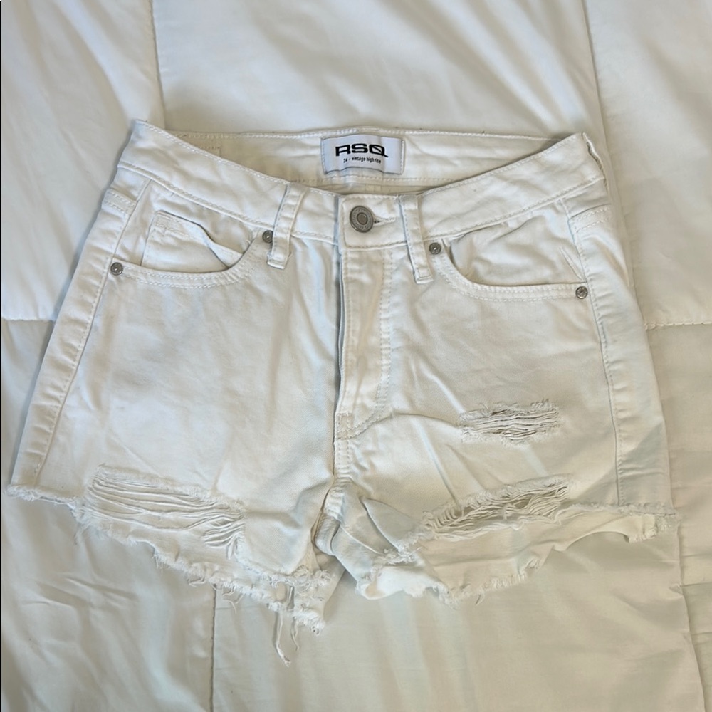 RSQ White Distressed Jean Shorts